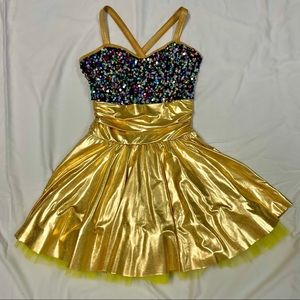 Gold and Black Multicolor Sequence Dance Costume